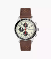 Fossil Fossil Sport Tourer Chronograph Brown Leather Watch Jam Tangan Pria 42MM FS6042