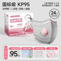 孕婦專用KP95口罩 活性炭防甲醛異味 獨立包裝 辦公室適用- 孕婦專用口罩【灰色 3盒24枚】雙層活性炭防二手煙 均碼