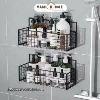 C Rổ lưới sắt treo tường đa năng đựng đồ nhà tắm, nhà bếp - Kệ để đồ nhà tắm dán tường thép không gỉ