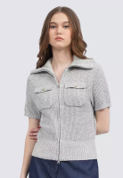 et cetera Short Sleeve Textured Knit Top TAUPE
