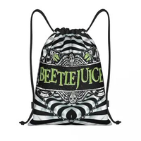 Horror Movie Beetlejuice Drawstring Backpack Women Men Gym Sport Sackpack Portable Tim Burton Style Training Bag Sack