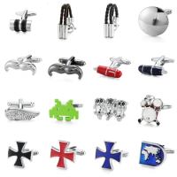 Novelty Hot selling cufflinks High quality leather rope Feather drum pen Cross globe design cuff links Personalities Jewelley