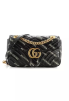 GUCCI Gucci x Balenciaga The Hacker Project GG Marmont Flap Bag Printed Matelasse Leat Black