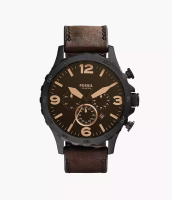 Fossil Fossil Nate Brown Leather Chrono Jam Tangan Pria 50MM JR1487