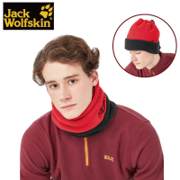 【Jack wolfskin 飛狼】PolartecR 多功能刷毛保暖帽 圍巾(灰色/橘紅/ 黑色/紅色/粉紫)