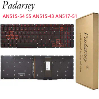 Padarsey US laptop Backlit keyboard For Acer Nitro 5 7 AN515-54 43 44 AN515-55 AN517-51 52 AN715-51 backlight red keys keyboards
