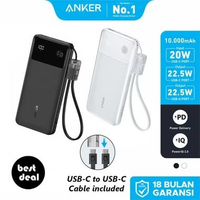 ANKER POWERBANK 10.000 MAH 22.5W + KABEL TYPE C TO C A1388 Putih