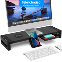 Stand Monitor Laptop Desk with Wireless Charging and USB Port