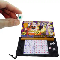 Portable Mini Travel Mahjong Board Game Sets Elaborately Crafted Convenient Mahjong Game for Travel Home Party Family Gathering