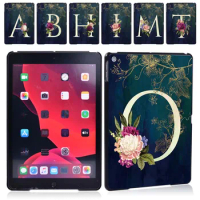 Ultra Thin Tablet Hard Shell Case for Apple IPad 8 2020 8th Generation 10.2 Inch 26 Letter Print Patterns Plastic Shell + Stylus