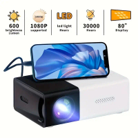 Projektor Mini HD, Cerah 3000 + Lumen, Mudah Alih, 3D Sedia, Serasi dengan Banyak Peranti, dengan Al