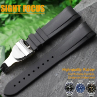 22mm Curved End Rubber Watch Strap for Tudor Black Bay Band ,Pelagos Watchband Black Bay GMT/Chrono Bracelet Heritage Chrono