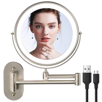 (100 Original Best)Wall Mounted Lighted Makeup Vanity Mirror 8 inci 3X5X10X pembesar cermin dengan charg3 lampu warna Double cermin bilik mandi
