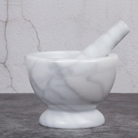 Creative Home 天然白色大理石香料碗/杵臼碗/搗藥碗/研磨碗/研磨器