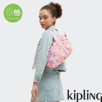 Kipling 粉橘花卉印花手提側背包-ART MINI