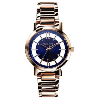 RELAX TIME RT56 輕熟風格系列鏤空手錶-藍x玫瑰金/36mm RT-56-12
