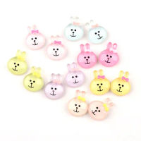 150pcs Kawaii Resin Jelly Rabbit Flat Back Cabochon Cute Bunny with Bow Charms DIY Cell Phone Decoration Scrapbook Embellishment