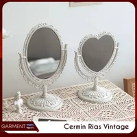 Cermin Make Up Putar Aesthetic Kaca Rias Vintage Love Oval Meja Rias Kaca Estetik Beauty OVAL - PINK