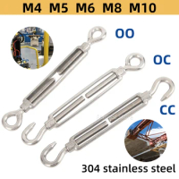 Oc Oo Cc Type 5PCS Adjust Chain Rigging Hooks &amp; Eye Turnbuckle Wire Rope M4 M5 M6 M8 M10 Tension Device Line 304 Stainless Steel