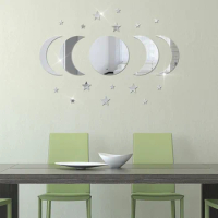 3D Acrylic Lenses 20pcs Moon Star Wall Sticker Mirror for Wall Decoration Self-adhesive Wall Decal For Kids Room Home Decor