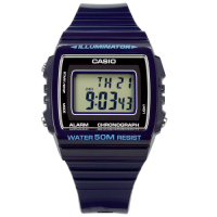 CASIO 卡西歐 計時碼錶 電子數位 橡膠手錶 深藍紫色 W-215H-2A 38mm