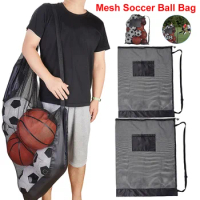 Drawstring Sports Ball Bag Extra Large Mesh Soccer Ball Bag with Zipper Pocket Net Pack Gym Bags for Holding Basketball Football