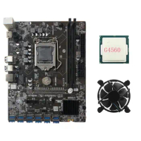 B250C BTC Mining Motherboard with G4560 CPU+CPU Fan 12XPCIE To USB3.0 Graphics Card Slot LGA1151 Supports DDR4 DIMM RAM