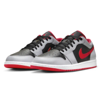 【NIKE 耐吉】Air Jordan 1 Low Smoke Grey Gym Red 煙灰紅勾 AJ1 男鞋 休閒鞋(553558-060)