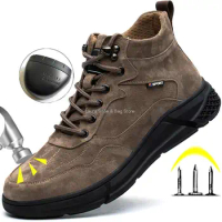 Kevlar Puncture Proof Safety Shoes Men Steel Toe Work Safety Boots Warm Fur Winter Boots Female Anti-slip Comfort Work Shoes Men