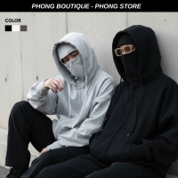 Áo Khoác Chống nắng Hoodie Zip Form Rộng Ninja 2 mũ Phong Boutique, nỉ bông, xỏ ngón, nón ninja