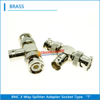 Q9 BNC Female To 2 Dual BNC Male BNC 3 Way Splitter Adapter Socket Nickel Plated RF Video Coaxial Connector for CCTV Camera