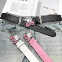 Thắt Lưng Đầu Mèo Hello Kitty, Màu Hồng KT, Đính Đá, Phong Cách Cô Gái Nóng Bỏng Thiên Niên Kỷ, Thắt