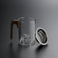 玻璃觀山公道杯茶濾一體茶濾器茶具配件公杯茶漏套裝帶把手分茶器