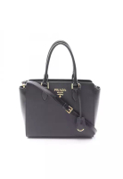 Prada Pre-Loved Prada SAFFIANO +SOFT CALF Handbag Saffiano leather black 2WAY
