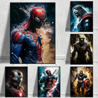 Modern Spider Man Captain America Movie Poster Death Attendant Thor Iron Man Canvas Wall Art Living Room and Home Decor Painting