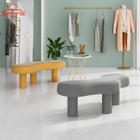 網紅異形沙發輕奢服裝店沙發弧形轉角布藝沙發輕奢創意個性三角凳