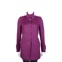 MaxMara 紫桃色立領設計釦式羊毛大衣