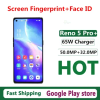 New Oppo Reno 5 Pro+ Plus 5G Cell Phone 2 Sim Fingerprint 6.55" 90HZ Snapdragon 865 Face ID 50.0MP Android 10.0 NFC 65W Charger