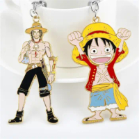 Anime One Piece Luffy Straw Hat Ace Figure Model Kids Toys Gift Metal Keychain Pendants Cosplay Accessories Figures