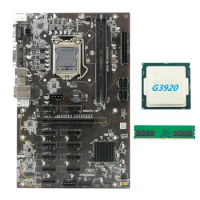 B250 BTC Mining Motherboard with G3920 or G3930 CPU + DDR4 4G 2666Mhz RAM 12XGraphics Card Slot LGA 1151 Support DDR4