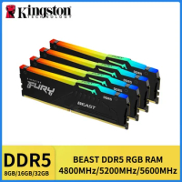 1/2Pcs Kingston FURY Beast DDR5 RGB 32GB 5600 4800MHz 16GB 8GB 5200MHz Desktop AMD Intel CPU Motherboard Memory RAM 288 PIN 1.1V
