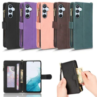 Luxury Zipper Wallet Flip Multi-card slot Leather Case For Samsung Galaxy A54 A 54 5G GalaxyA54 Magnetic Card Phone Bags Cover