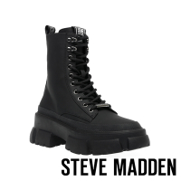 STEVE MADDEN-TAKEDOWN 厚底綁帶中筒靴-黑色
