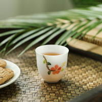 甜白瓷茶杯陶瓷單杯功夫茶品茗杯手繪小茶杯茶碗手工薄胎茶盞茶具