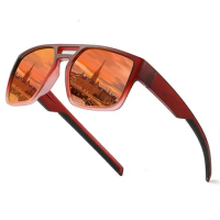 Fashion Square Oversized Polarized Sun Glasses Polarized Mirror Sunglasses Custom Made Myopia Minus Prescription Lens -1 To -6
