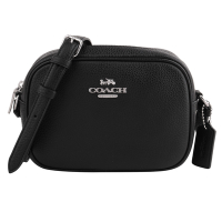 COACH  銀馬車鵝卵石皮革斜背相機包(黑色)mini款