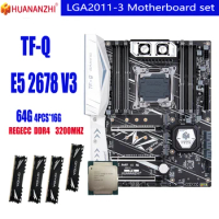 huananzhi X99 motherboard set and LGA2011 3 Xeon E5 2678 V3 64GB=DDR4 16GBx4PCS 3200MHz Memory
