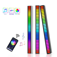 LED Strip RGB Voice-Activated Rhythm Ambient Light Colorful Sound Control Ambient Light 32 Bit Music Level Indicator Car Desktop