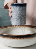 創意瀝水筷子筒陶瓷家用廚房多功能大號收納罐筷勺水果刀叉收納桶