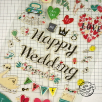 婚禮生日紀念日英文字母貼紙手賬帳素材日系咕卡小可愛裝飾貼畫